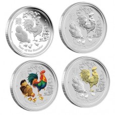 Lunar SII 2017 Rooster 1oz Silver Typeset