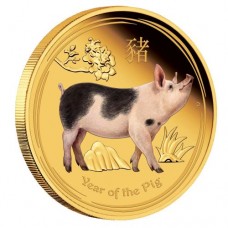 Lunar SII 2019 Pig 1oz Coloured Gold Proof 