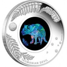 AUSTRALIAN OPAL SERIES TASMANIAN DEVIL 2014 1OZ SILVER PROOF COIN