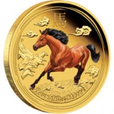 AUSTRALIAN LUNAR SERIES II 2014 YEAR OF THE HORSE GOLD PROOF COLOURED EDITIONS 