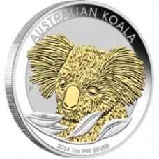 AUSTRALIAN KOALA 2014 1OZ SILVER GILDED EDITION