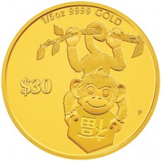 ASTROLOGICAL 2016 MONKEY 'PROSPERITY' 1/5 OZ GOLD COIN 