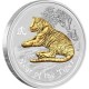 AUSTRALIAN LUNAR SILVER COIN SERIES II 2010 YEAR OF THE TIGER GILDED EDITION