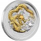 AUSTRALIAN LUNAR II 2012 YEAR OF THE DRAGON 1OZ SILVER GILDED EDITION
