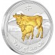 AUSTRALIAN LUNAR SILVER COIN SERIES II 2009 YEAR OF THE OX GILDED EDITION