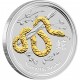 AUSTRALIAN LUNAR II 2013 YEAR OF THE SNAKE 1OZ SILVER GILDED EDITION